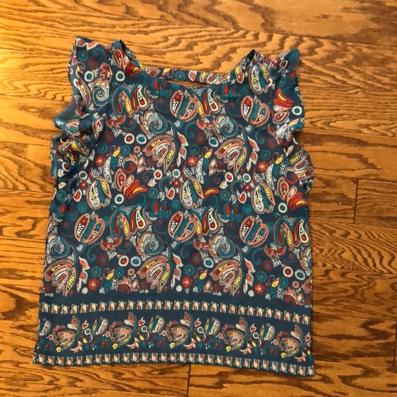 LOFT Petite Floral Paisley Flutter Top XSP - Picture 2 of 4